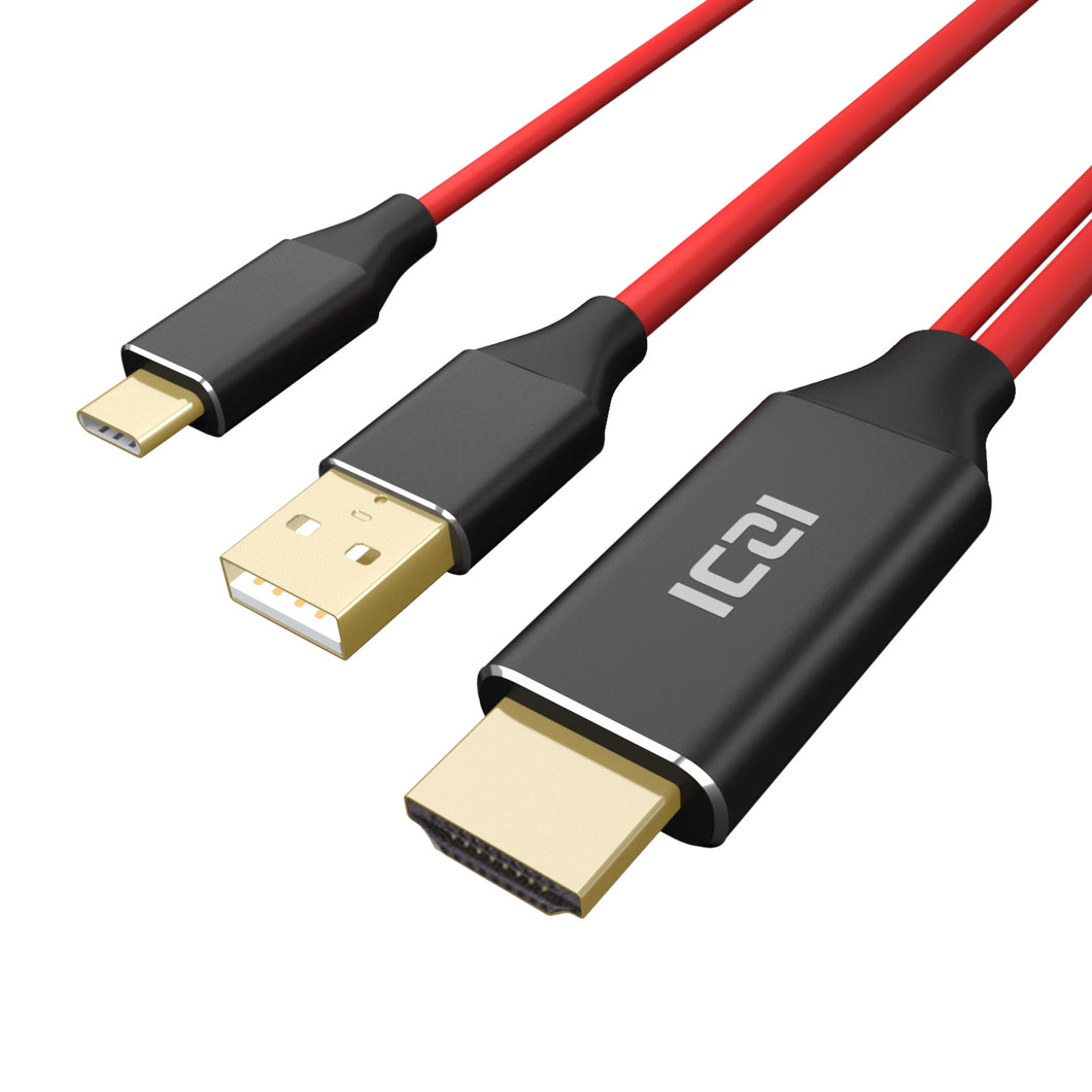 type C to HDMI(compatible with Thunderbolt 3), 4K 30Hz with USB 2.0 charger