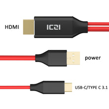 Load image into Gallery viewer, type C to HDMI(compatible with Thunderbolt 3), 4K 30Hz with USB 2.0 charger
