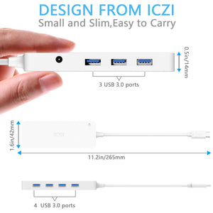 USB C Hub 7 Port, White