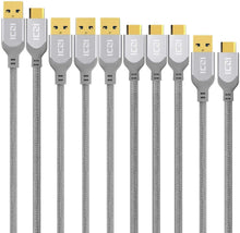 Load image into Gallery viewer, USB Type C to USB 3.0 Nylon Braided Charging Cable, USB Cable 5-Pack - WholeSale
