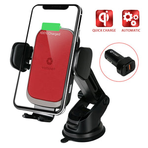 YoSpot Smart Wireless Charger Auto-Clamp Mount, For iPhone Samsung Pixel (Red) - WholeSale