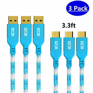 USB C Cable 3 Pack 3.3 FT, USB C to USB 3.0 Cable Fast Charge, Data Sync - Wholesale