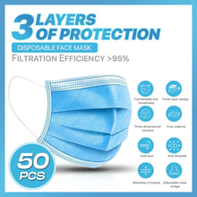 Load image into Gallery viewer, Face Mask Mouth Nose Cover Respirator Safe Sanitary Protector 50PCS
