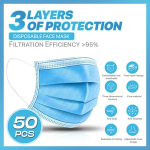 Face Mask Mouth Nose Cover Respirator Safe Sanitary Protector 50PCS