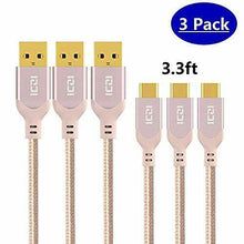 Load image into Gallery viewer, USB C Cable 3 Pack 3.3 FT, USB C to USB 3.0 Cable Fast Charge, Data Sync - Wholesale
