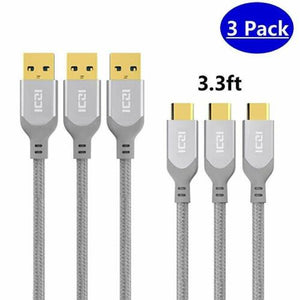 USB C Cable 3 Pack 3.3 FT, USB C to USB 3.0 Cable Fast Charge, Data Sync - Wholesale